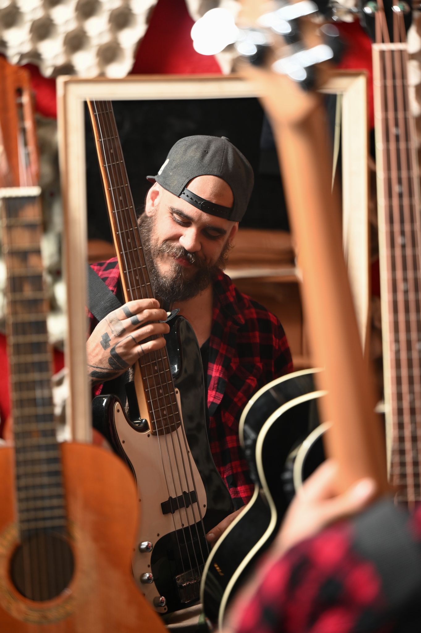 Excited guitarist