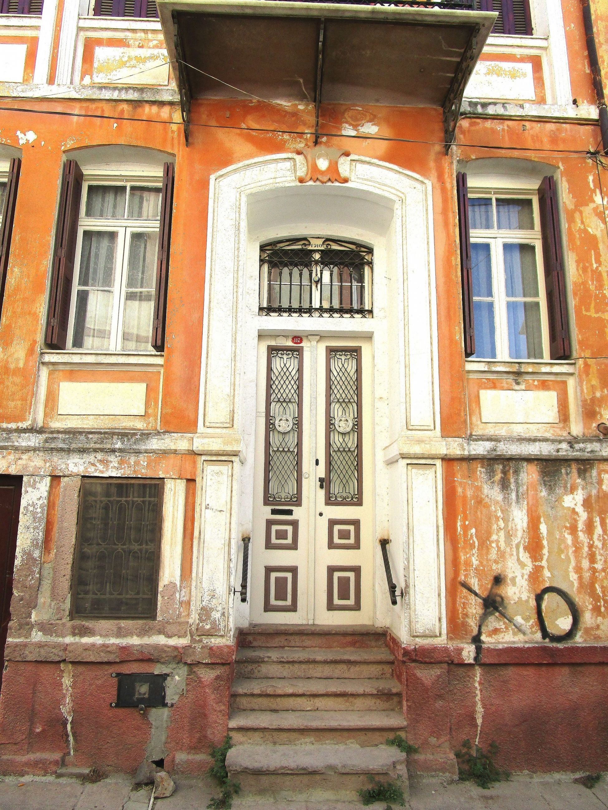 Door of an old greek house in Ayvalik